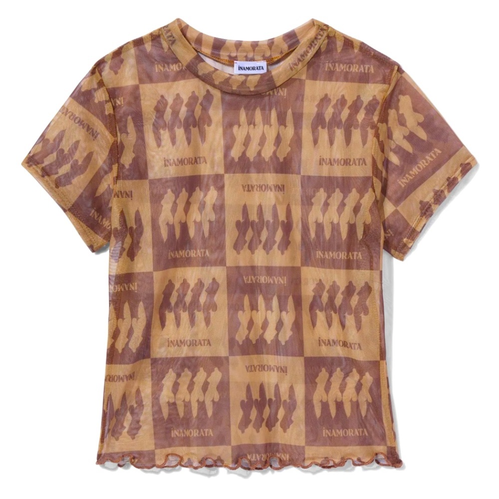 INAMORATA Bambi Baby Tee in Brown Check *sold out online*